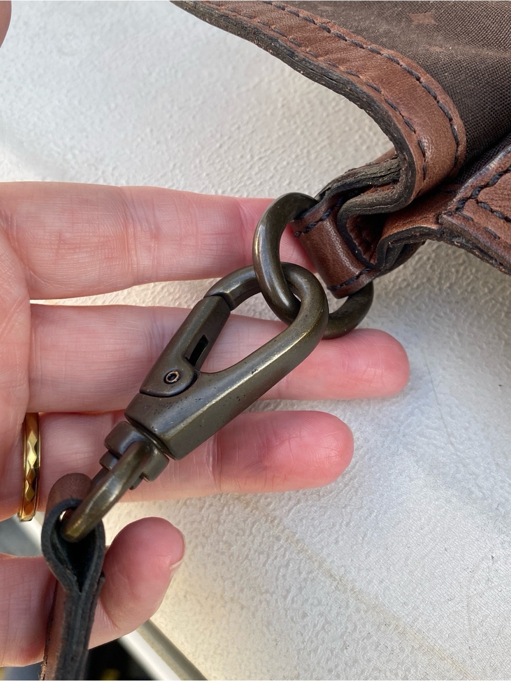 FOSSIL vintage revival reissue brown leather calfhair giraffe satchel bag purse - Picture 15 of 16